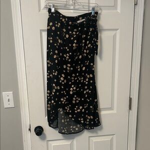 American Eagle Outfitters Black Floral Asymmetrical Skirt